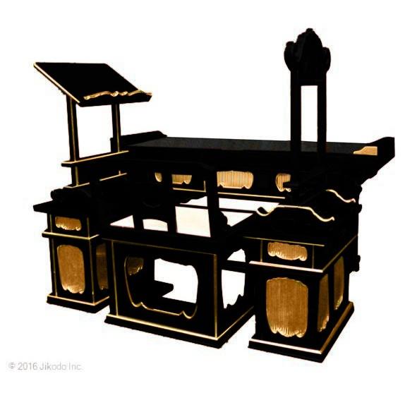 寺院仏具】朱塗り 前机付き椅子型登高座6点セット(脇机二重 寺院仏具】朱塗り 前机付き椅子型登高座6点セット(脇机二重
