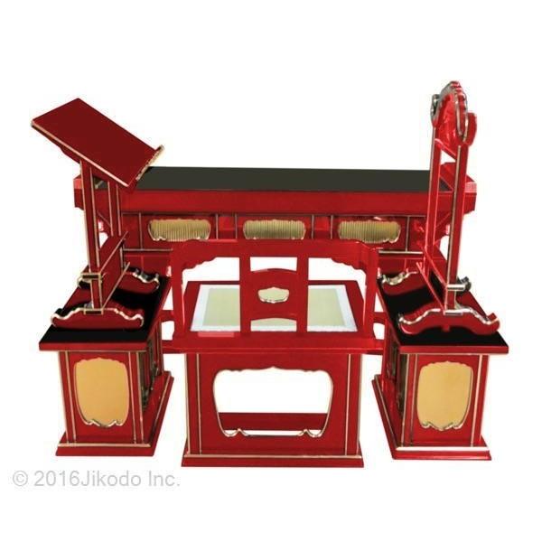 寺院仏具】黒塗り 前机付き椅子式登高座6点セット(脇机一重 寺院仏具】黒塗り 前机付き椅子式登高座6点セット(脇机一重
