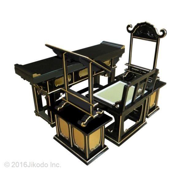 寺院仏具】朱塗り 前机付き椅子式登高座6点セット(脇机一重 寺院仏具】朱塗り 前机付き椅子式登高座6点セット(脇机一重