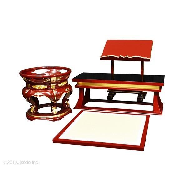 寺院仏具】朱塗り 内陣用 礼盤セット 登高座(密壇）4点一組 安心国内