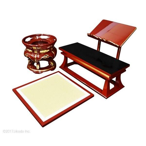 寺院仏具】朱塗り 内陣用 礼盤セット 登高座(密壇）4点一組 安心
