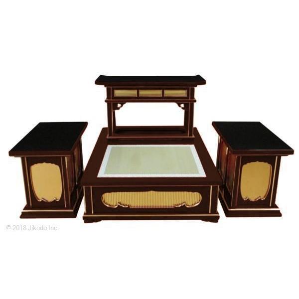 寺院仏具】潤み塗り 礼盤式登高座セット 導師机付 安心の国内 寺院仏具】潤み塗り 礼盤式登高座セット 導師机付 安心の国内