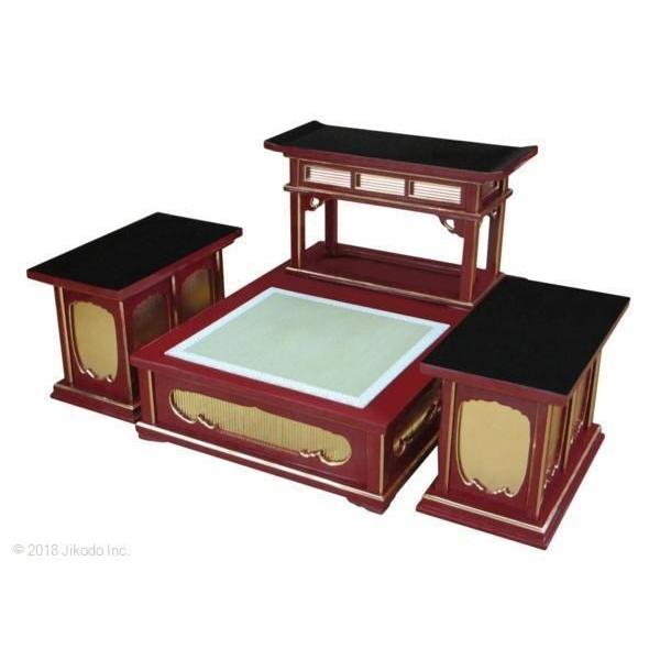 寺院仏具】潤み塗り 礼盤式登高座セット 導師机付 安心の国内 寺院仏具】潤み塗り 礼盤式登高座セット 導師机付 安心の国内