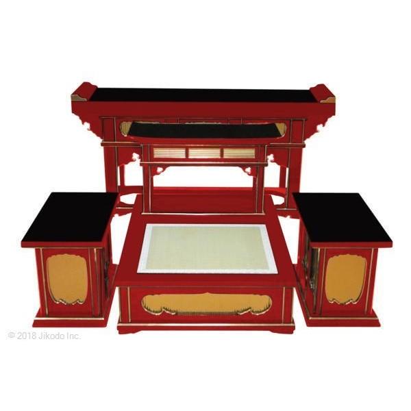 寺院仏具】黒塗り 礼盤式登高座セット 前机付き 国産木製高級 寺院仏具】黒塗り 礼盤式登高座セット 前机付き 国産木製高級