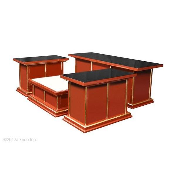 寺院仏具】朱塗り 新型一重密壇(登高座)4点セット 国内自社 寺院仏具】朱塗り 新型一重密壇(登高座)4点セット 国内自社