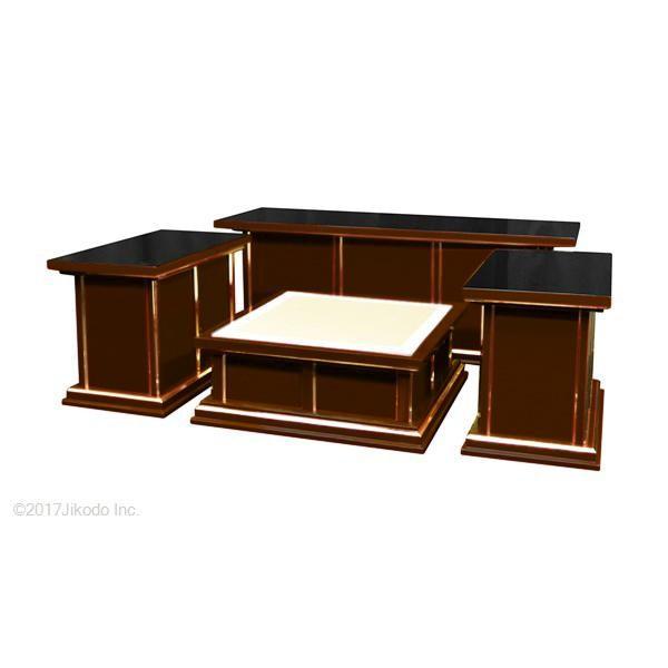 【寺院仏具】潤み塗り　新型一重密壇（登高座)４点セット　国内自社工場で製作品　(受注生産品)（商品番号10112u)