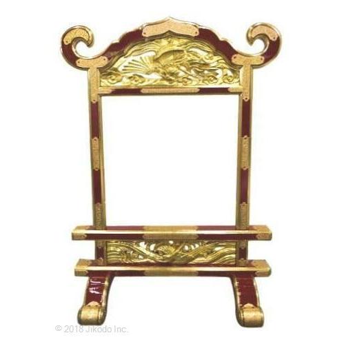 寺院仏具】 朱塗り 磬台(ケイ台) 金具付き 柱内幅1.1尺 自社工場製作 