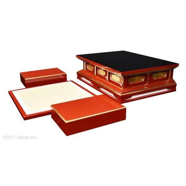 寺院仏具】朱塗り 座用登高座(密壇)4点セット 幅90センチ 安心の自社