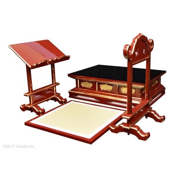 寺院仏具】朱塗り 座用登高座(密壇)4点セット 幅90センチ 安心の自社