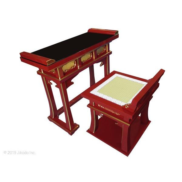 寺院仏具】潤み塗り 高級背高導師机と椅子セット 引出し付き 寺院仏具】潤み塗り 高級背高導師机と椅子セット 引出し付き