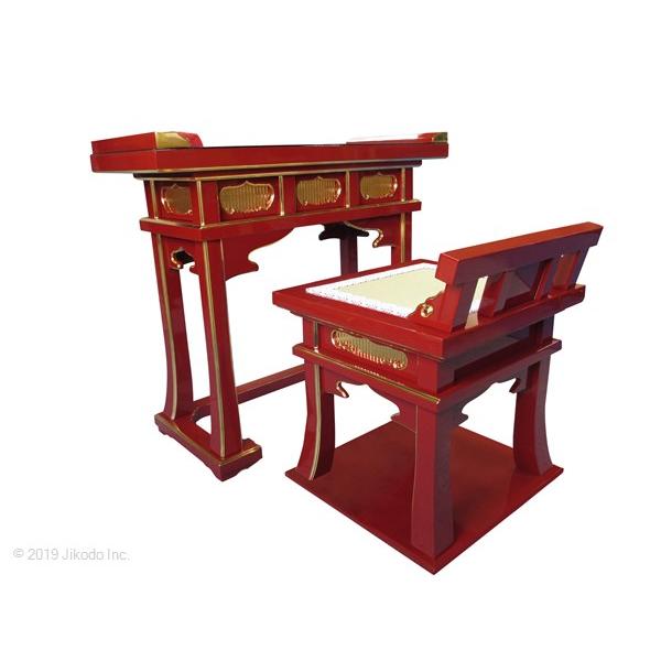 寺院仏具】潤み塗り 高級背高導師机と椅子セット 引出し付き 寺院仏具】潤み塗り 高級背高導師机と椅子セット 引出し付き