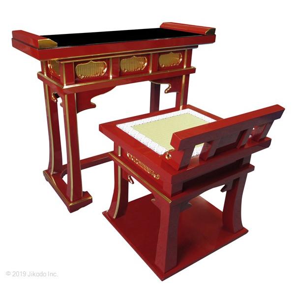 寺院仏具】潤み塗り 高級背高導師机と椅子セット 引出し付き 寺院仏具】潤み塗り 高級背高導師机と椅子セット 引出し付き