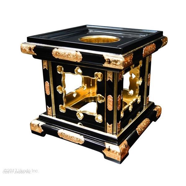 寺院仏具】東用仏具 幅約1尺 黒塗りの八猪目型経キン台 国内自社 寺院仏具】東用仏具 幅約1尺 黒塗りの八猪目型経キン台 国内自社