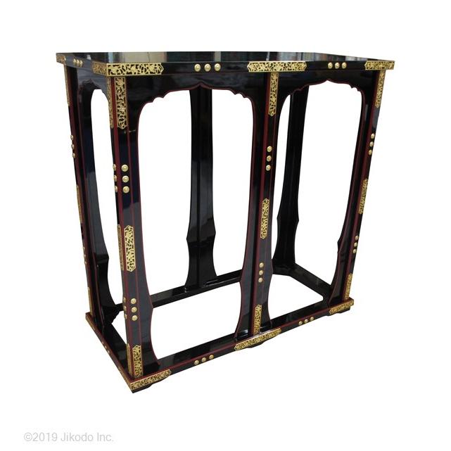 寺院仏具】黒塗り 散華机(別上品)透かし金具付き 幅84センチ 寺院仏具】黒塗り 散華机(別上品)透かし金具付き 幅84センチ