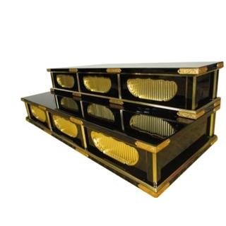 受注生産品販売】黒塗り 三間二段ひな壇 (幅120cm高36cm奥45cm 受注生産品販売】黒塗り 三間二段ひな壇 (幅120cm高36cm奥45cm