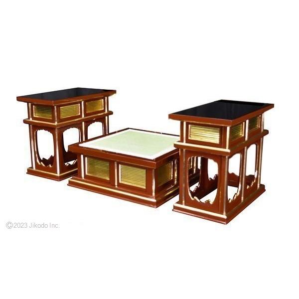 寺院仏具】朱塗り 鎌倉型脇机・礼盤セット(机幅60x高さ51x奥32 寺院仏具】朱塗り 鎌倉型脇机・礼盤セット(机幅60x高さ51x奥32