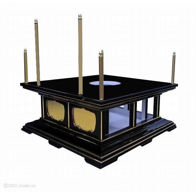 寺院仏具】黒塗り 3.5尺 高級護摩壇・大壇 脇机2台 密教法具 寺院仏具】黒塗り 3.5尺 高級護摩壇・大壇 脇机2台 密教法具