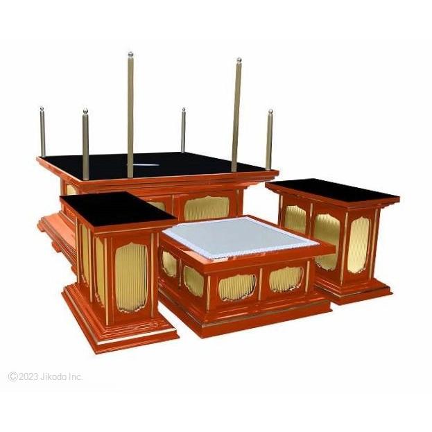 超爆安 【寺院仏具】朱塗り 登高座7点セット 前机5尺 安心の国内 超爆安 【寺院仏具】朱塗り 登高座7点セット 前机5尺 安心の国内