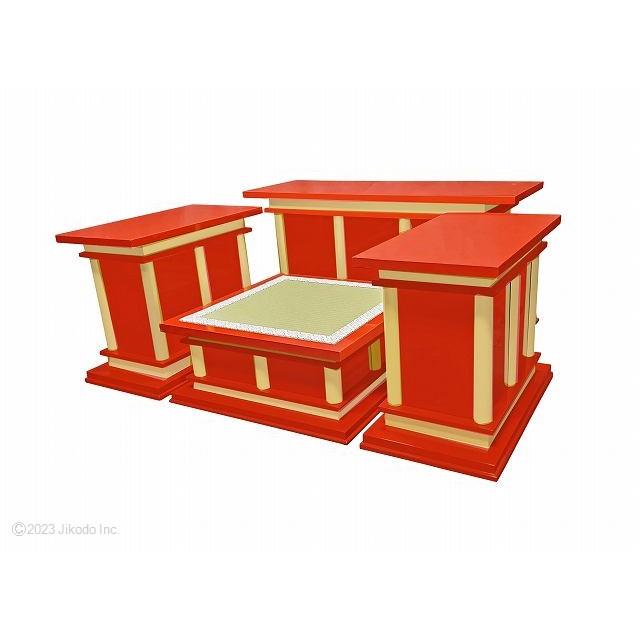 寺院仏具】朱塗り 慈光型の3.5尺密壇(登高座)4点セット サイズ 寺院仏具】朱塗り 慈光型の3.5尺密壇(登高座)4点セット サイズ
