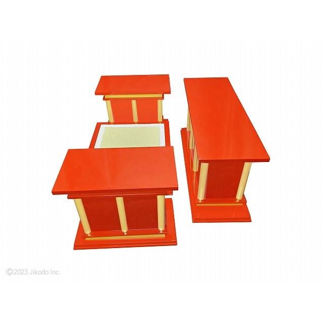 寺院仏具】朱塗り 慈光型の3.5尺密壇(登高座)4点セット サイズ 寺院仏具】朱塗り 慈光型の3.5尺密壇(登高座)4点セット サイズ