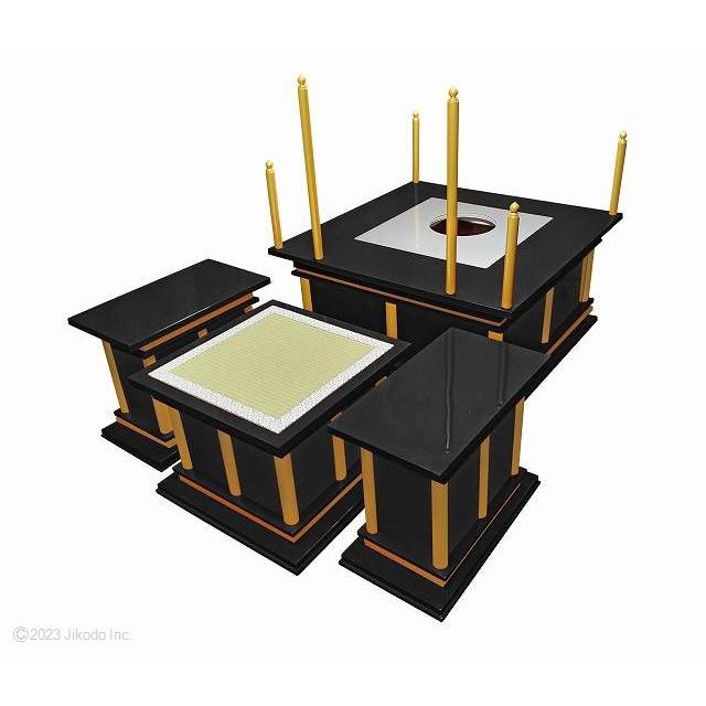 寺院仏具】黒塗り 慈光型の椅子式護摩壇3.5尺セット(天板に60cm 寺院仏具】黒塗り 慈光型の椅子式護摩壇3.5尺セット(天板に60cm