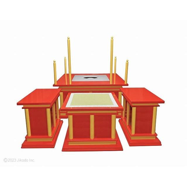 寺院仏具】朱塗り 慈光型の椅子式護摩壇3.5尺セット(天板に60cm 寺院仏具】朱塗り 慈光型の椅子式護摩壇3.5尺セット(天板に60cm