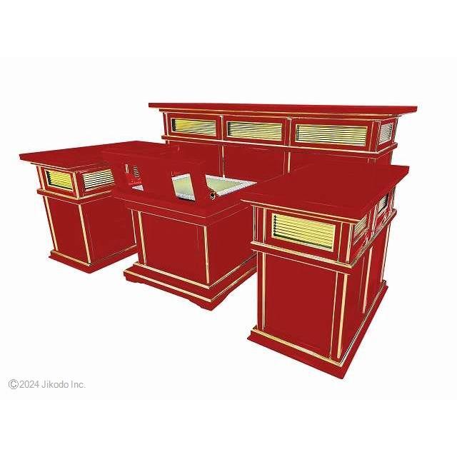 寺院仏具】朱り 回転椅子付きの御所型登高座セット 安心の国産 寺院仏具】朱り 回転椅子付きの御所型登高座セット 安心の国産