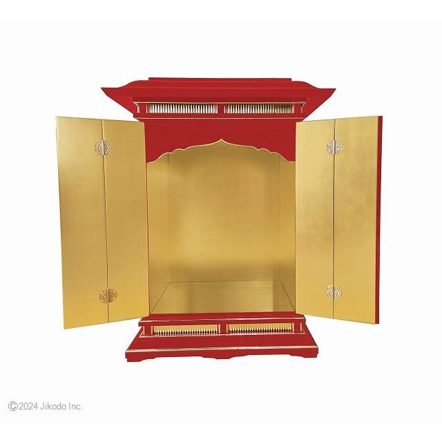 寺院仏具】朱塗り 金具付 新型春日厨子(4枚扉タイプ)高さ90 寺院仏具】朱塗り 金具付 新型春日厨子(4枚扉タイプ)高さ90