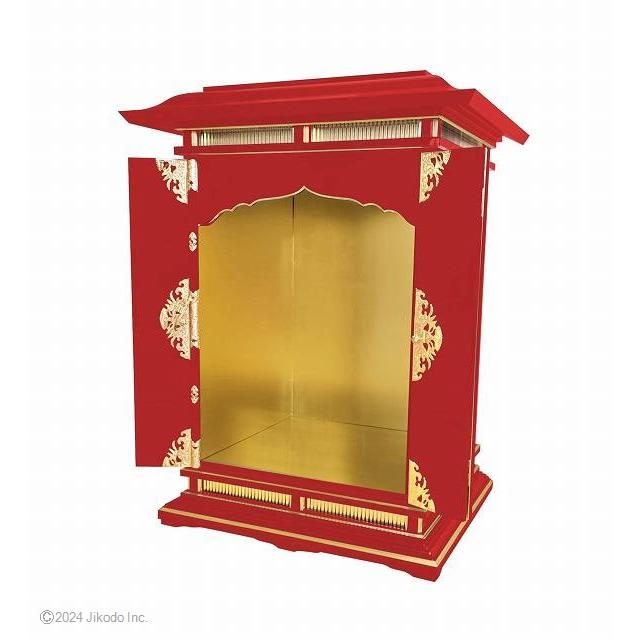 寺院仏具】朱塗り 金具付 新型春日厨子(4枚扉タイプ)高さ90 寺院仏具】朱塗り 金具付 新型春日厨子(4枚扉タイプ)高さ90