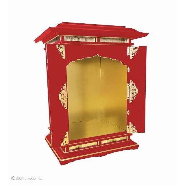 寺院仏具】朱塗り 金具付 新型春日厨子(4枚扉タイプ)高さ90 寺院仏具】朱塗り 金具付 新型春日厨子(4枚扉タイプ)高さ90