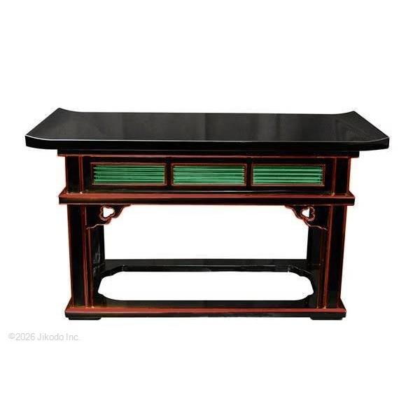 【寺院仏具】黒塗り面朱　オリジナル天反り型導師机　幅75センチ　安心の国産品　自社工場にて製作　木製高級寺院仏具通販(受注生産品)(商品番号11032m）_1