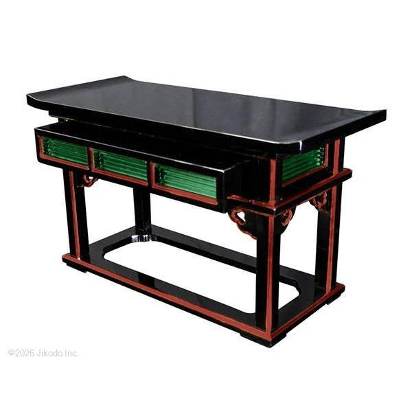 【寺院仏具】黒塗り面朱　オリジナル天反り型導師机　幅75センチ　安心の国産品　自社工場にて製作　木製高級寺院仏具通販(受注生産品)(商品番号11032m）_2