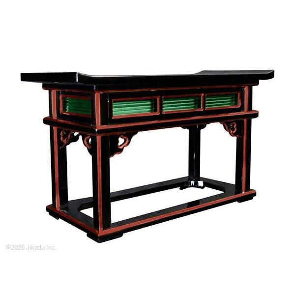 【寺院仏具】黒塗り面朱　オリジナル天反り型導師机　幅75センチ　安心の国産品　自社工場にて製作　木製高級寺院仏具通販(受注生産品)(商品番号11032m）_3