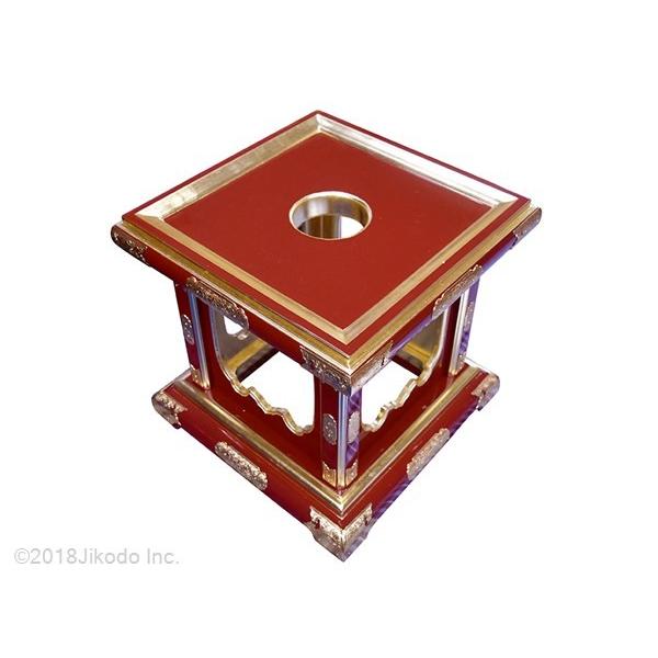 寺院仏具】幅約30センチ 朱塗りの壺繰型経キン台 金具付 安心の 寺院仏具】幅約30センチ 朱塗りの壺繰型経キン台 金具付 安心の