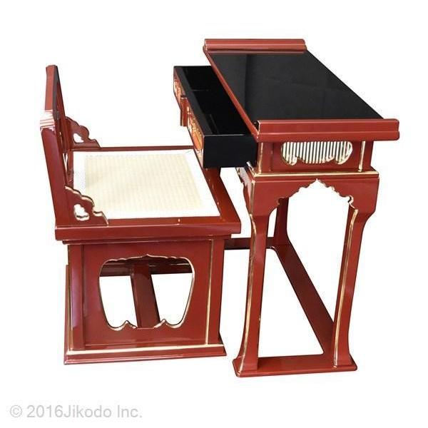 寺院仏具】幅90センチ 潤み塗りのオリジナル背高導師机と椅子式 寺院仏具】幅90センチ 潤み塗りのオリジナル背高導師机と椅子式