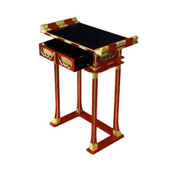 寺院仏具】黒塗り 金具・引出し付背高経机 安心の国産品 自社 寺院仏具】黒塗り 金具・引出し付背高経机 安心の国産品 自社