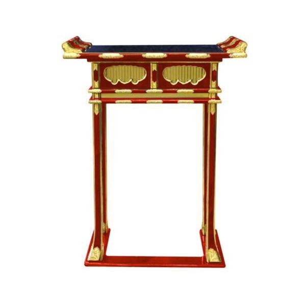 【寺院仏具】朱塗り　金具・引出し付背高経机　安心の国産品　自社工場にて製作　木製高級寺院仏具通販(受注生産品)(商品番号11060s)_1