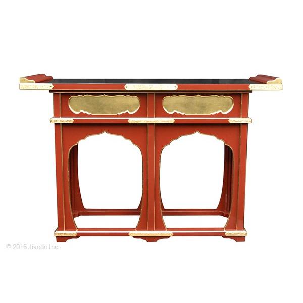 寺院仏具】朱塗り 立焼香机(金具付き) 幅約105センチ 安心の国産 寺院仏具】朱塗り 立焼香机(金具付き) 幅約105センチ 安心の国産