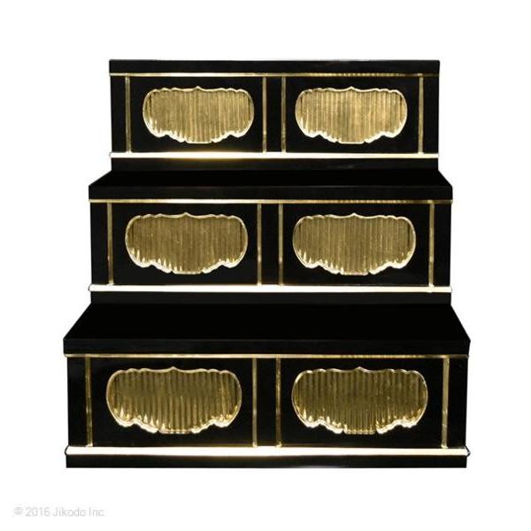 寺院仏具】黒塗り 二間三段ひな壇 幅60cm×60cm×60cm サイズ調整 寺院仏具】黒塗り 二間三段ひな壇 幅60cm×60cm×60cm サイズ調整