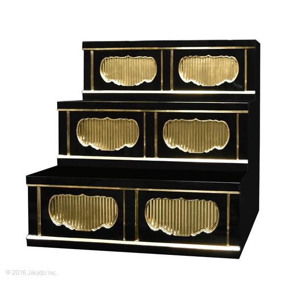 寺院仏具】潤み塗り 二間三段ひな壇 幅60cm×60cm×60cm サイズ 寺院仏具】潤み塗り 二間三段ひな壇 幅60cm×60cm×60cm サイズ