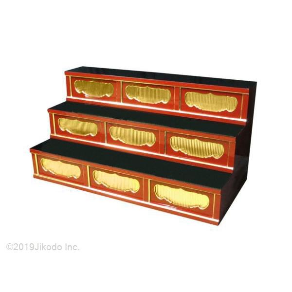 寺院仏具】潤み塗り 三間三段ひな壇 幅120cm×60cm×60cm サイズ 寺院仏具】潤み塗り 三間三段ひな壇 幅120cm×60cm×60cm サイズ