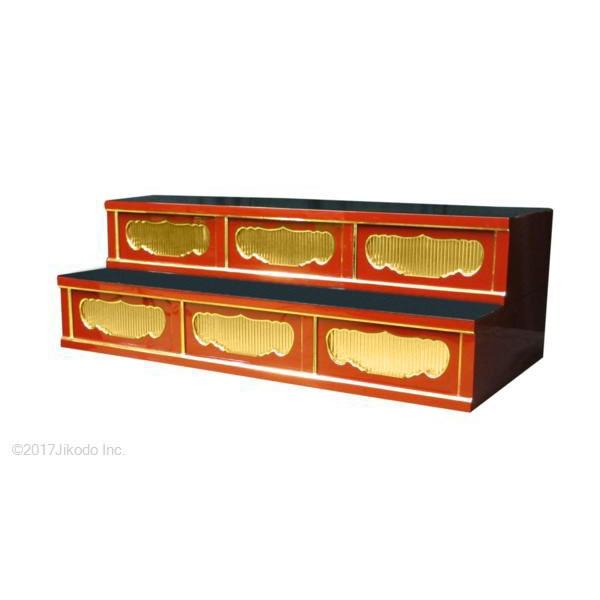 寺院仏具】潤み塗り 三間二段ひな壇 幅120cm×60cm×40cm サイズ 寺院仏具】潤み塗り 三間二段ひな壇 幅120cm×60cm×40cm サイズ