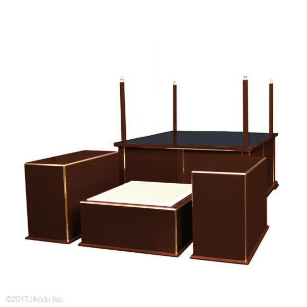 寺院仏具】黒塗り 3.5尺 簡易型の大壇・護摩壇 脇机2台タイプ 寺院仏具】黒塗り 3.5尺 簡易型の大壇・護摩壇 脇机2台タイプ