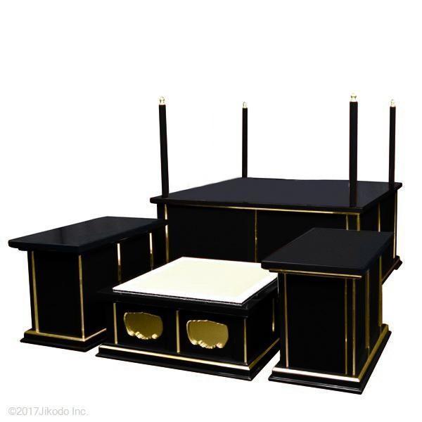 寺院仏具】潤み塗り 3.5尺 簡易式の大壇・護摩壇 脇机2台タイプ 寺院仏具】潤み塗り 3.5尺 簡易式の大壇・護摩壇 脇机2台タイプ