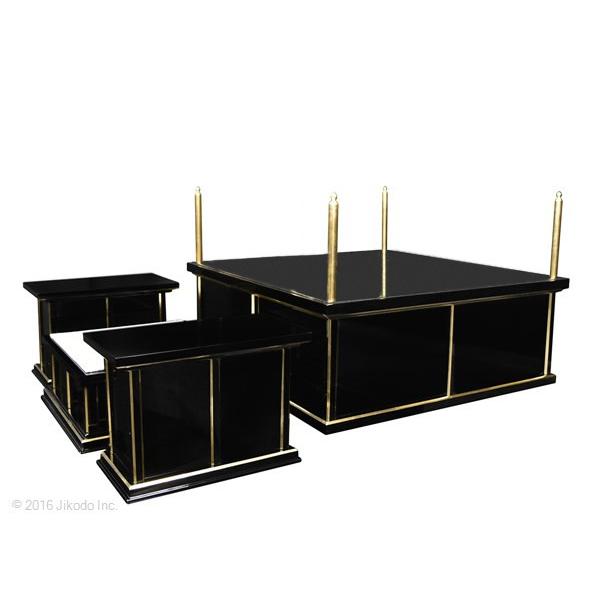 寺院仏具】黒塗り 3.5尺 新型大壇 大壇・護摩壇 脇机2台タイプ 寺院仏具】黒塗り 3.5尺 新型大壇 大壇・護摩壇 脇机2台タイプ