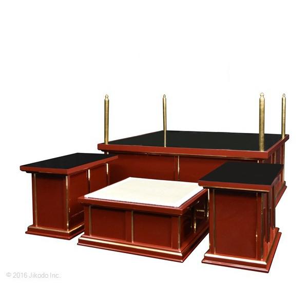 寺院仏具】黒塗り 3.5尺 新型大壇 大壇・護摩壇 脇机2台タイプ 寺院仏具】黒塗り 3.5尺 新型大壇 大壇・護摩壇 脇机2台タイプ