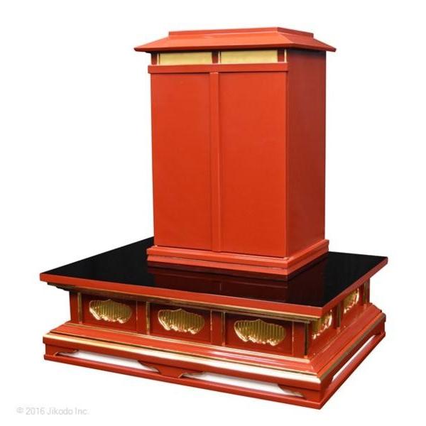 寺院仏具】朱塗り 厨子と須弥壇の2点セット 厨子台幅90センチ 寺院仏具】朱塗り 厨子と須弥壇の2点セット 厨子台幅90センチ