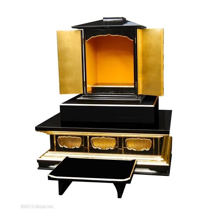 寺院仏具】朱黒塗り 須弥壇の豪華4点セット 厨子台としても 幅84 寺院仏具】朱黒塗り 須弥壇の豪華4点セット 厨子台としても 幅84