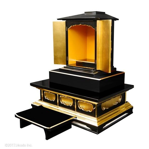 寺院仏具】朱黒塗り 須弥壇の豪華4点セット 厨子台としても 幅84 寺院仏具】朱黒塗り 須弥壇の豪華4点セット 厨子台としても 幅84