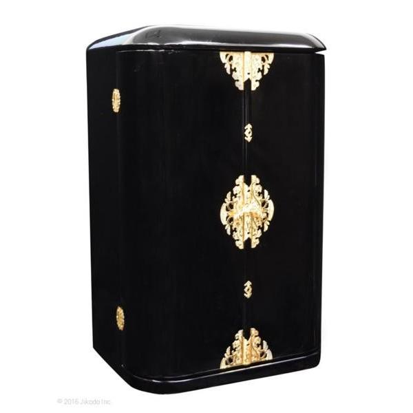 受注生産品】黒塗り 高さ60センチ 丸型厨子・二間厨子台セット 木製